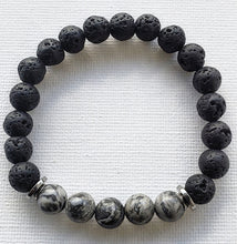 Load image into Gallery viewer, Grey Picture Jasper Aromatherapy Bracelet