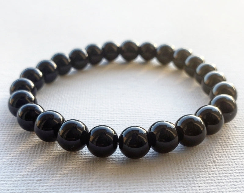 Black Agate Bracelet (Glossy Finish), 8mm